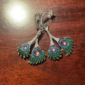 Peacock feather earrings